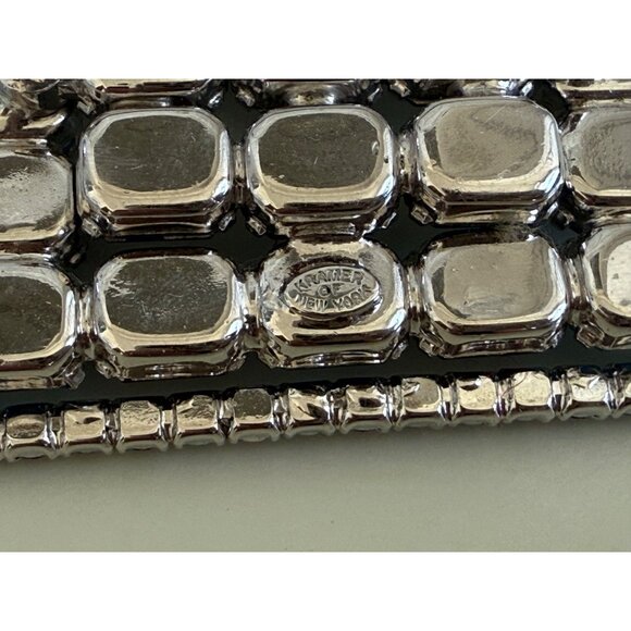 Vintage 50's Kramer NY Rhinestone Rectangle Brooch Blue Pale Lavender - Picture 6 of 10